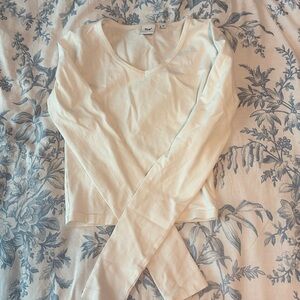 TNA ARITZIA long sleeve fitted cropped white tee size xs